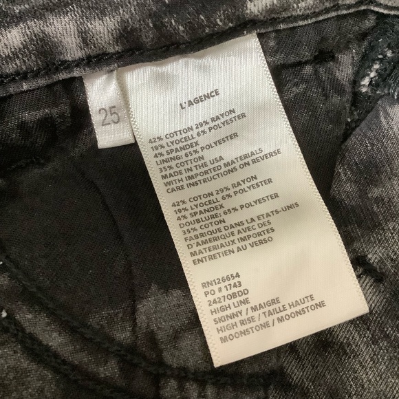 L’AGENCE High Line Distressed Skinny BlackJeans 25 NWTOT (w549) - Picture 11 of 13